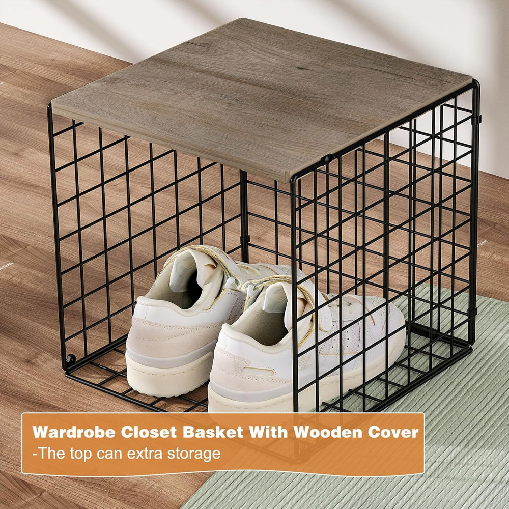 Hencawima 6 Pack Stackable Closet Organizers and Storage Basket, Closet Shelv...