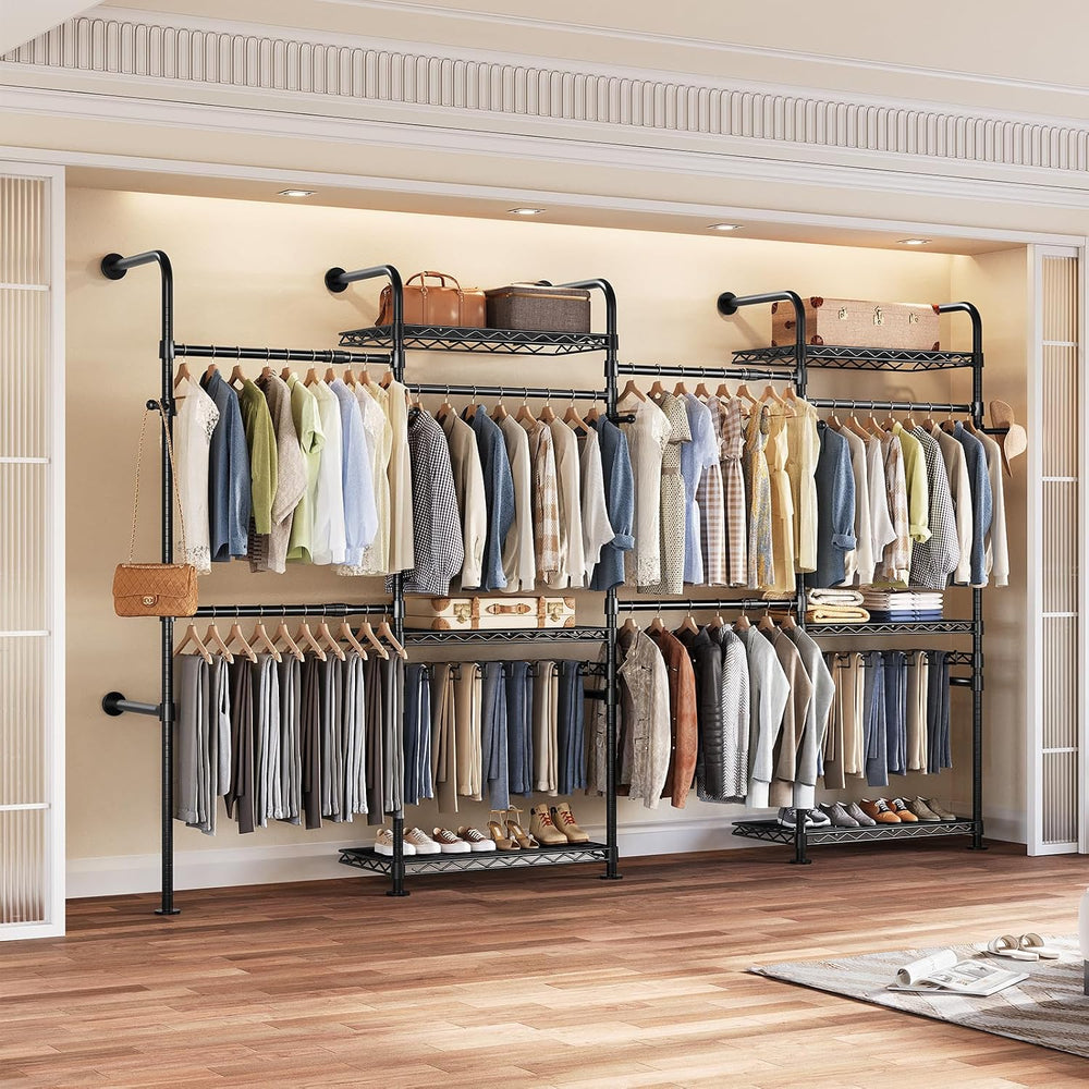 Closet Organizers Wall Mounted Closet System, 4-Row Heavy Duty Garment Clothe...