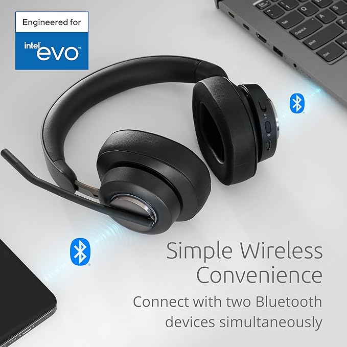 Kensington AH3X Bluetooth Headset, Wireless Over-Ear Headset, Boom Microphone