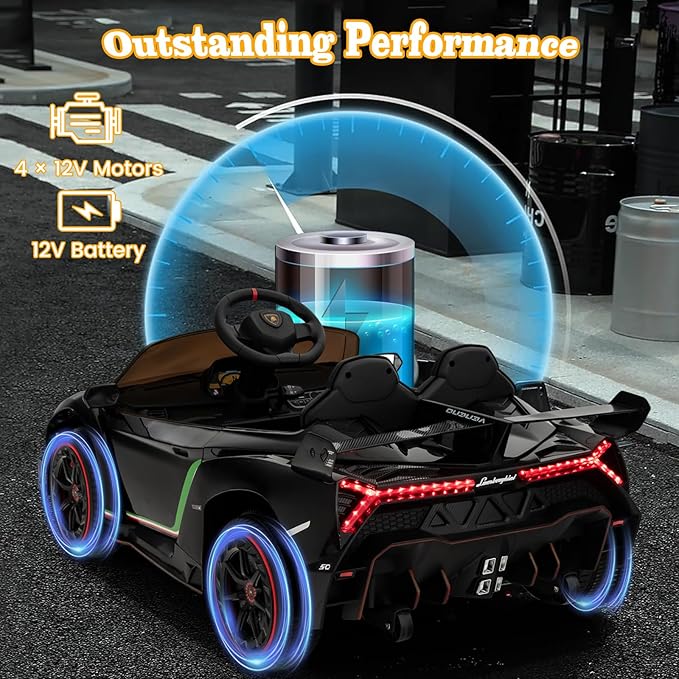 Costzon Ride on Car, Lamborghini Licensed 12V Battery Powered 4WD Sports Car