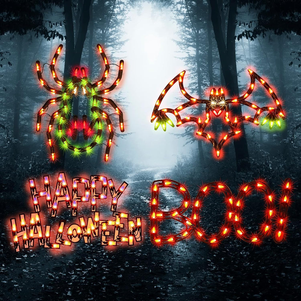 LAMPHOME Halloween Decorations Window Silhouette Holiday Displays, Lighted Bo...