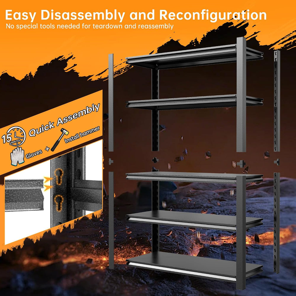 59" W Garage Shelving,5-Tier Heavy Duty Shelving Unit,3000LBS Adjustable...