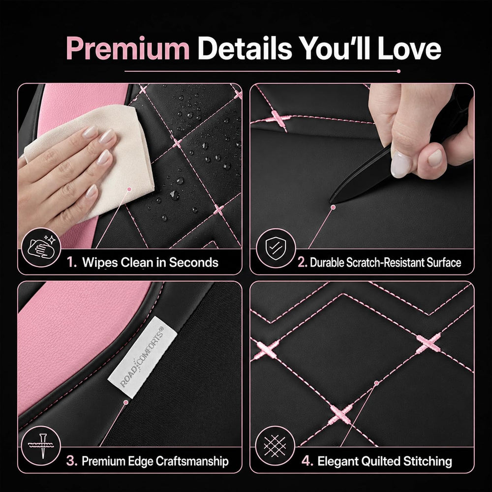 Road Comforts Seat Covers, Premium Leather Car Seat Covers Full Set for Women...