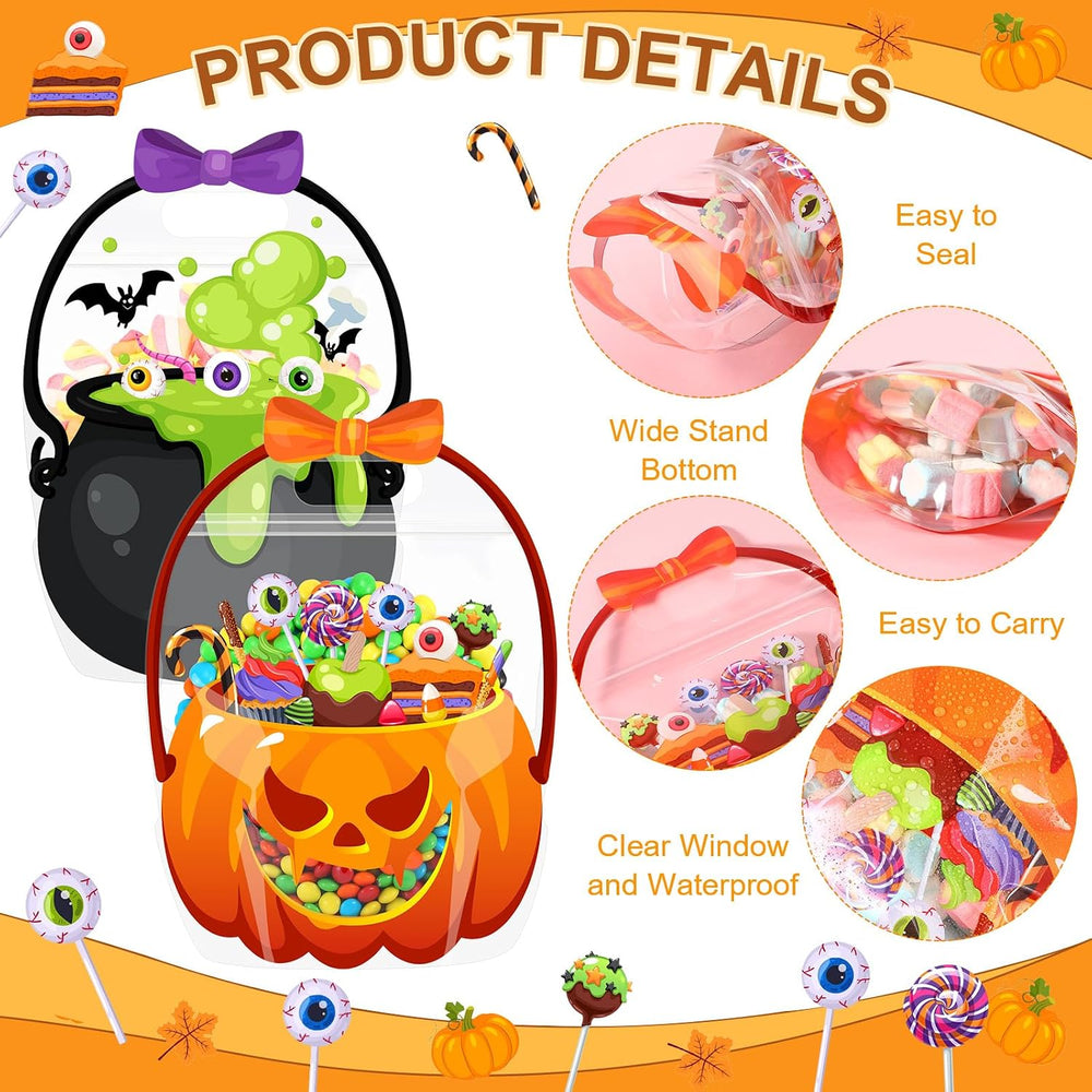 Fuutreo 50 Pcs Halloween Treat Bags with Handle, 50 Pcs, Bubble Gourd