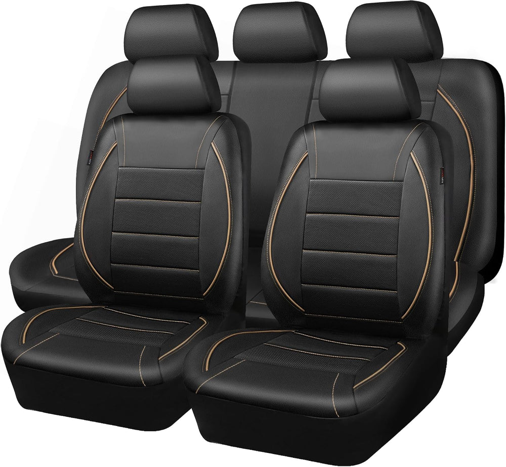 CAR PASS Universal FIT Piping Leather Car Seat Cover, for suvs,Van,Trucks,Air...