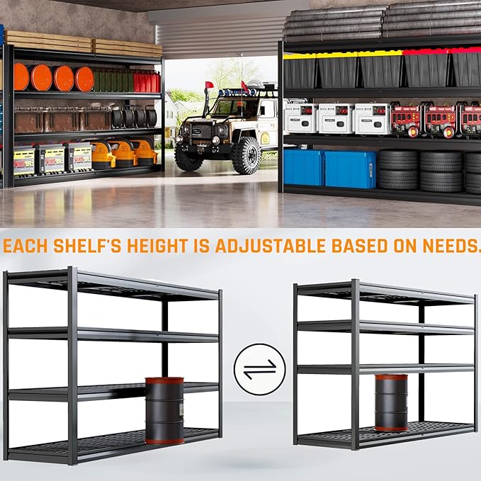 72" W Storage Shelves Heavy Duty Garage Shelving 30" D Metal Shelvi...