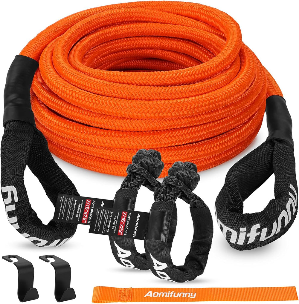 7/16" x 30ft UHMWPE Tow Rope, 31,200 Lbs Break Strength, Heavy Duty Tow ...