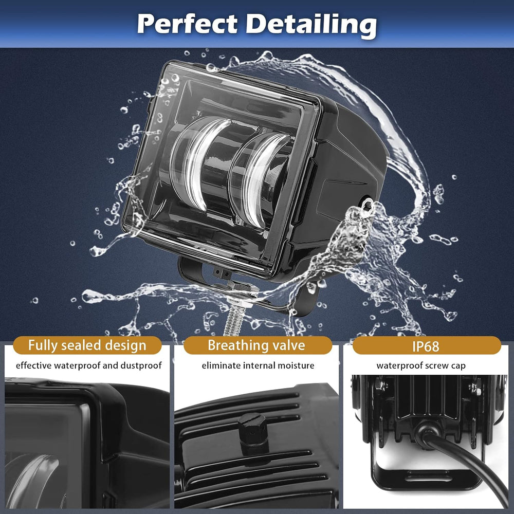 Dual Color LED Cubes Pods Lights, Super Bright 120W 3" LED Spot Work Lig...