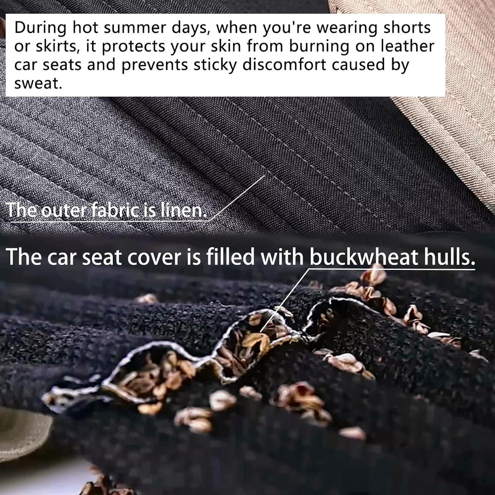 Suninbox Linen Front Car Seat Cover,Seat Protector,Buckwheat Hull Cooling