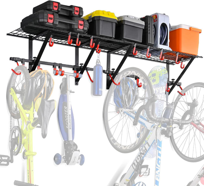 PLKOW Garage Wall Shelving Includes Bike Hooks, Sturdy Adjustable Garage