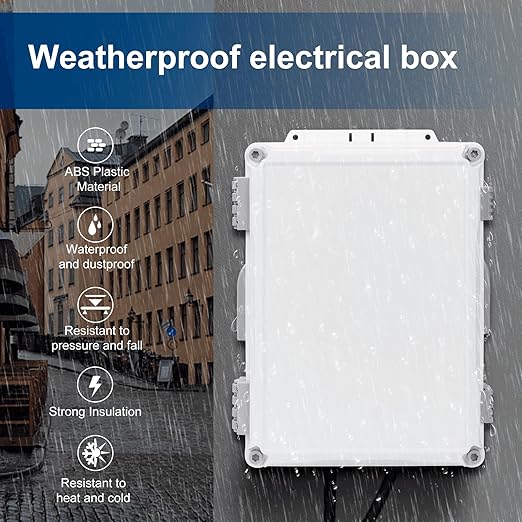 Outdoor Electrical Junction Box, ABS Water Resistant Enclosure