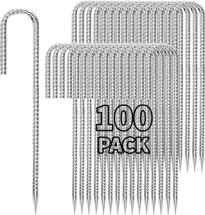 12 inch Stakes Heavy Duty 100-Pack J Hook Metal Fence Stake