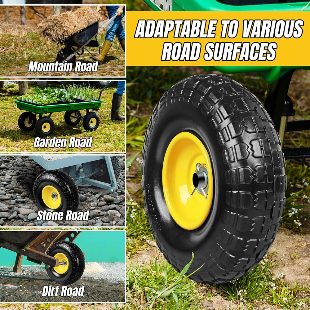 10 Inch Soild Rubber Dolly Tire Wheels, 4.10/3.50-4" Tire and Wheel Flat...