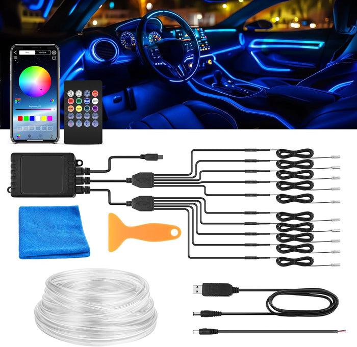 MICTUNING Car LED Interior Strip Light, 10 in 1 RGB Multicolor