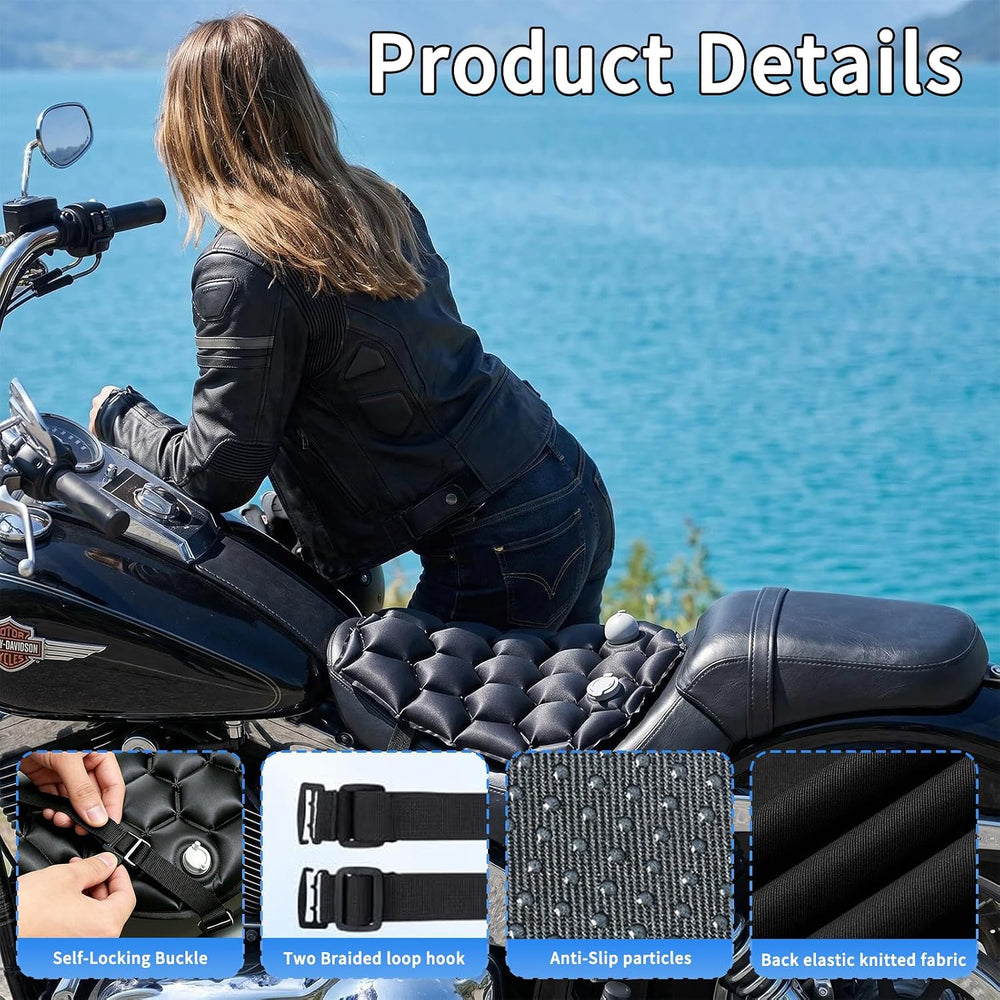 Foldable Motorcycle Seat Cushion with Air and Water Filling, Air Convection B...