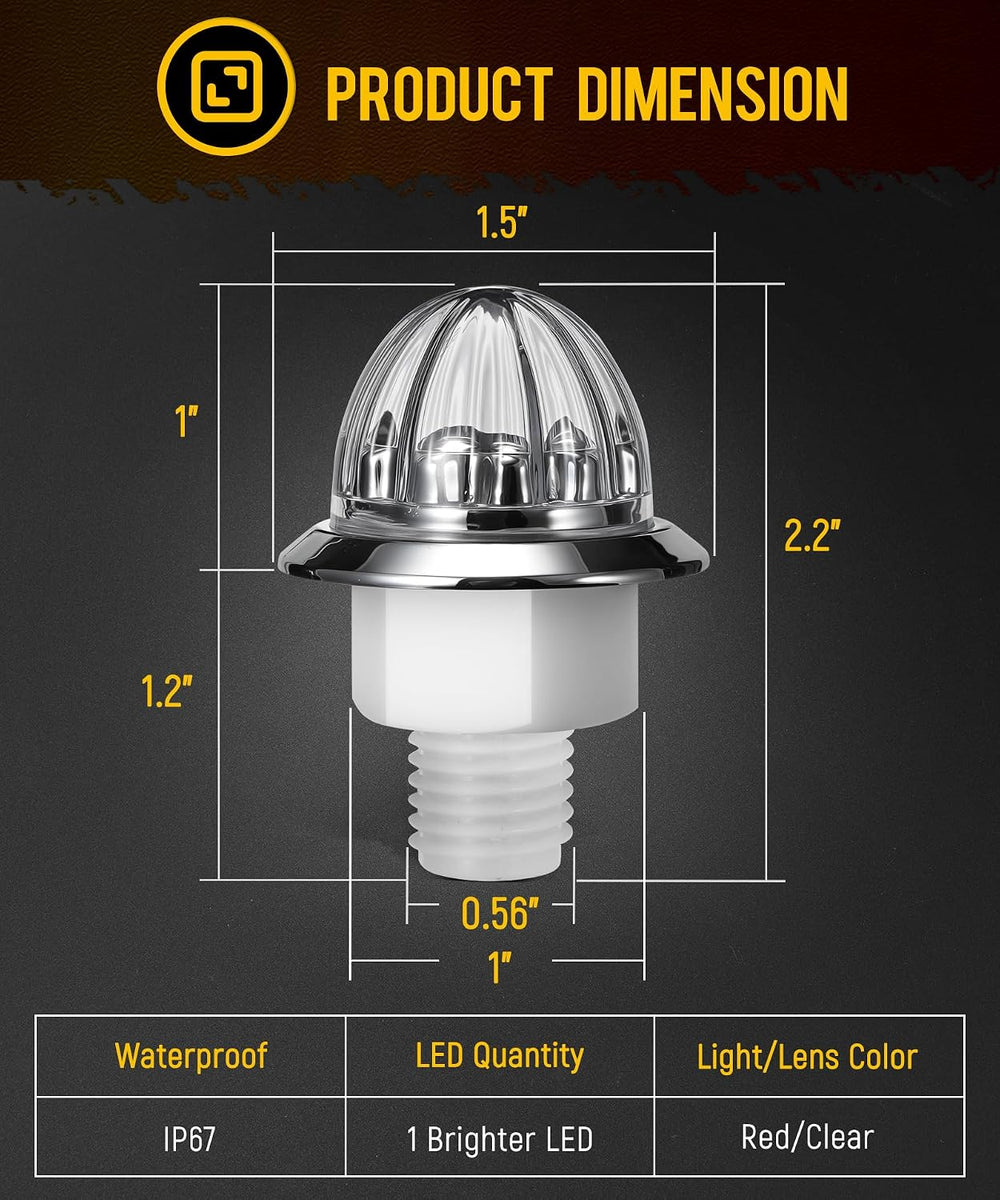 Partsam 10Pcs Mini Watermelon Lights, 3/4 Inch Strobe & Constant Dual Functio...