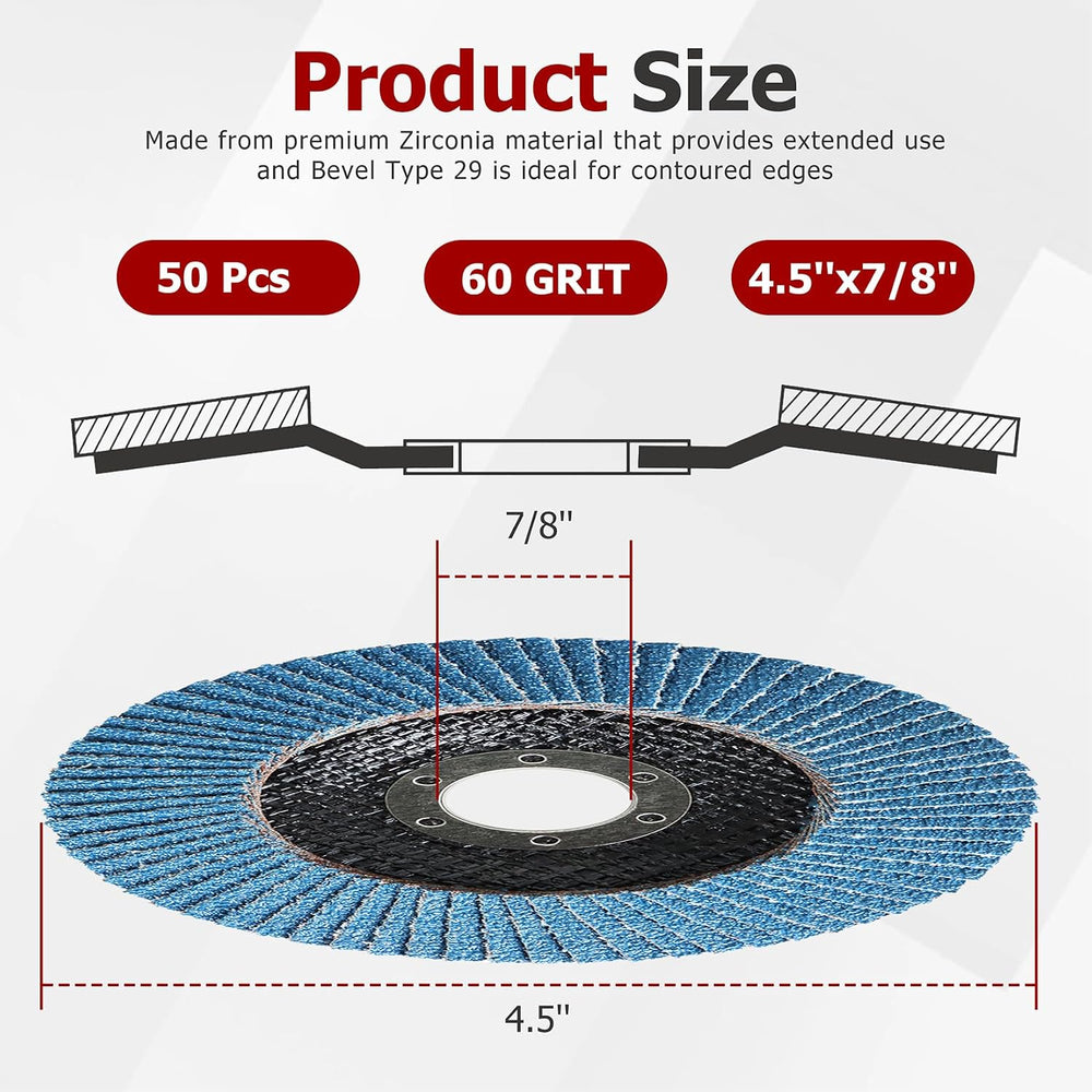 findmall 50 Pack 4-1/2" X 7/8" 60 GRIT Flap Disc Grinding Wheel San...