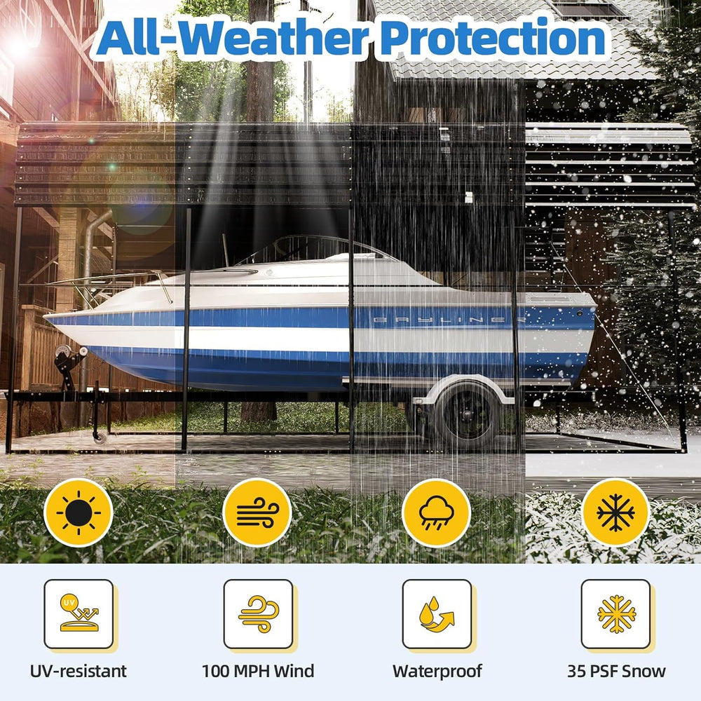 YOLENY 14x20FT RV Carport, Outdoor Heavy Duty Metal Car Ports with Galvanized...