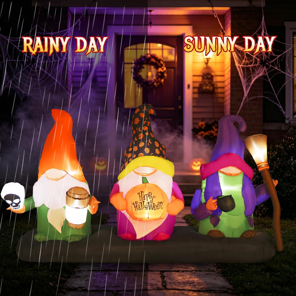 9.4ft Halloween Inflatable Three Wizard Gnomes Outdoor Decoration