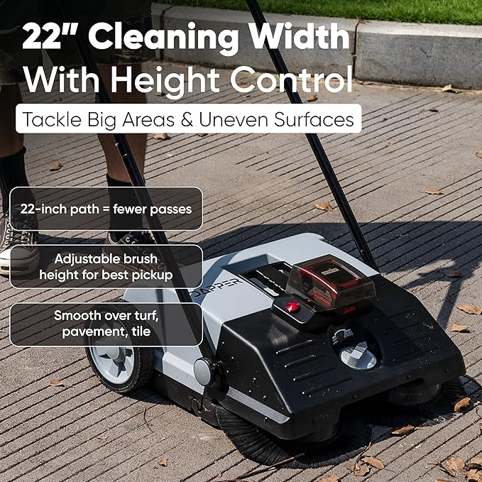 Battery Powered Artificial Grass & Hard Surface Sweeper, 6.5-Gal Bin,