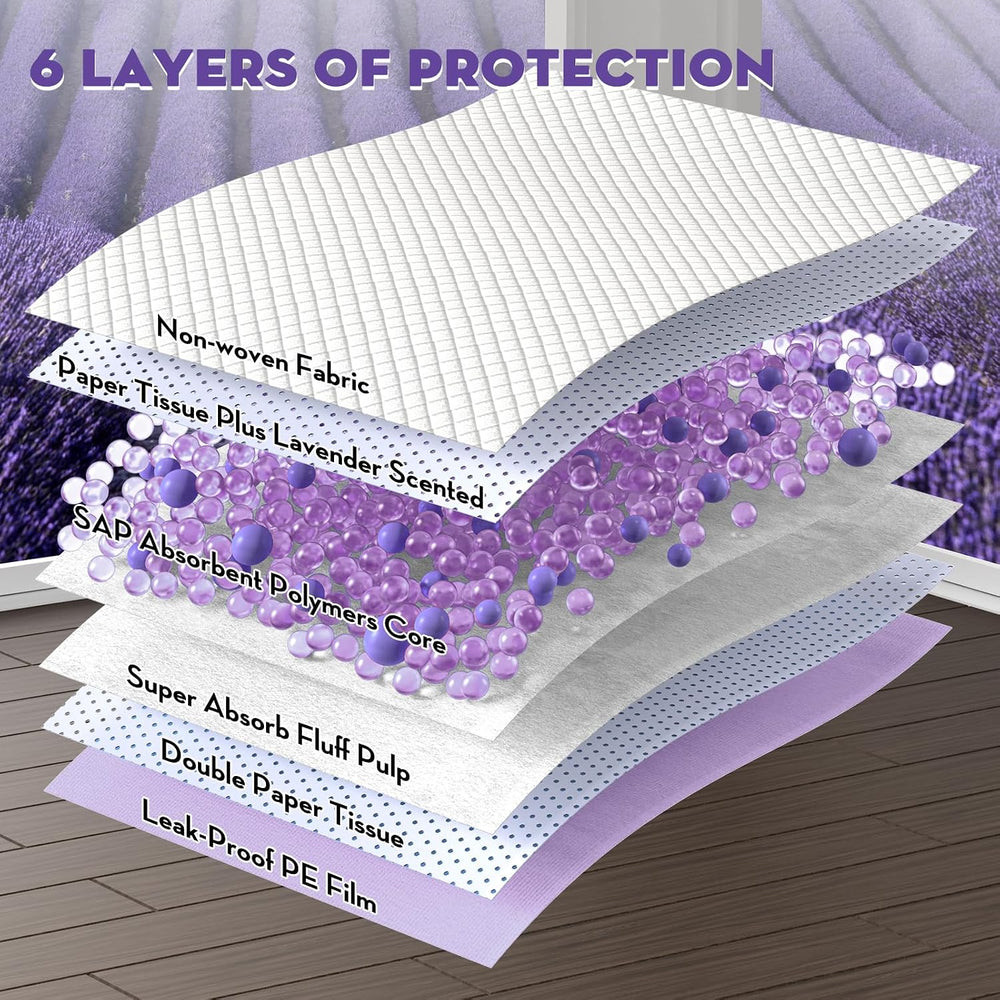 CROCI Puppy Pads with Adhesive Tabs Leak Proof Lavender Scent 36x36in 100Ct