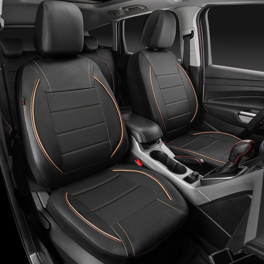 CAR PASS Universal FIT Piping Leather Car Seat Cover, for suvs,Van,Trucks,Air...