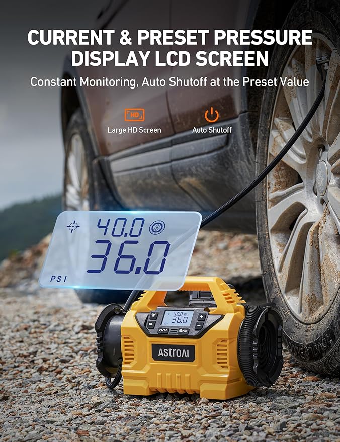 AstroAI Cordless Tire Inflator Portable Air Compressor