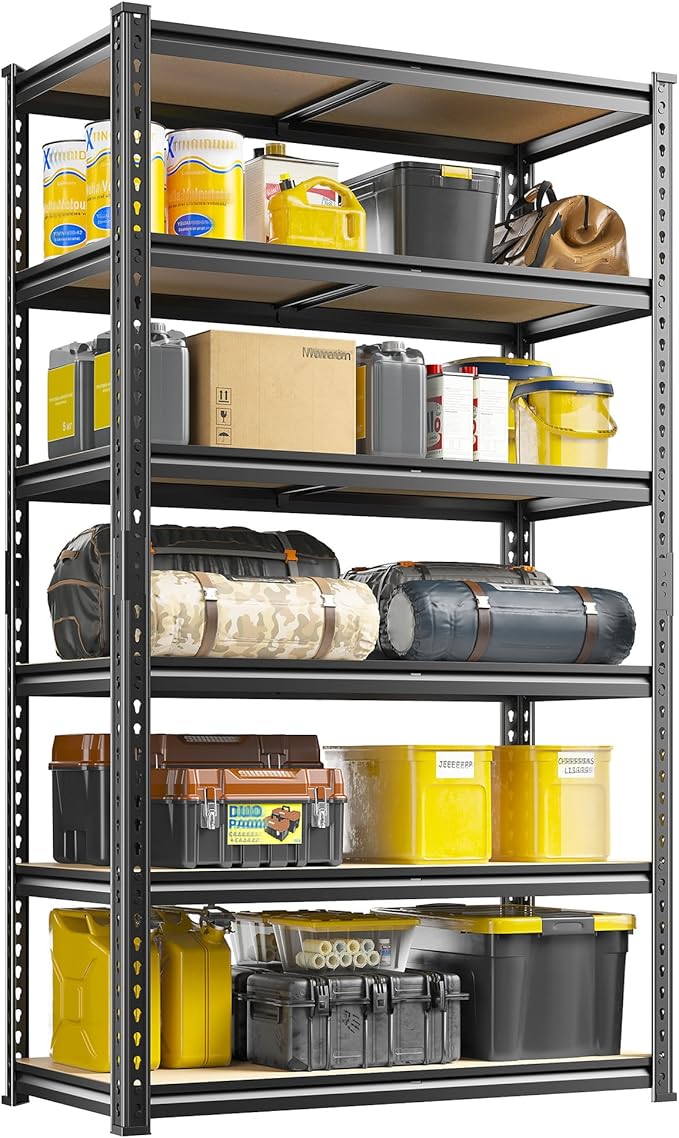 78" H Metal Shelving 6 Tier Garage Shelving Adjustable 2400LBS Storage S...