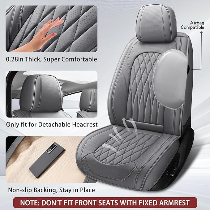 WELLDO Car Seat Covers Full Set, Faux Leather Seat Covers