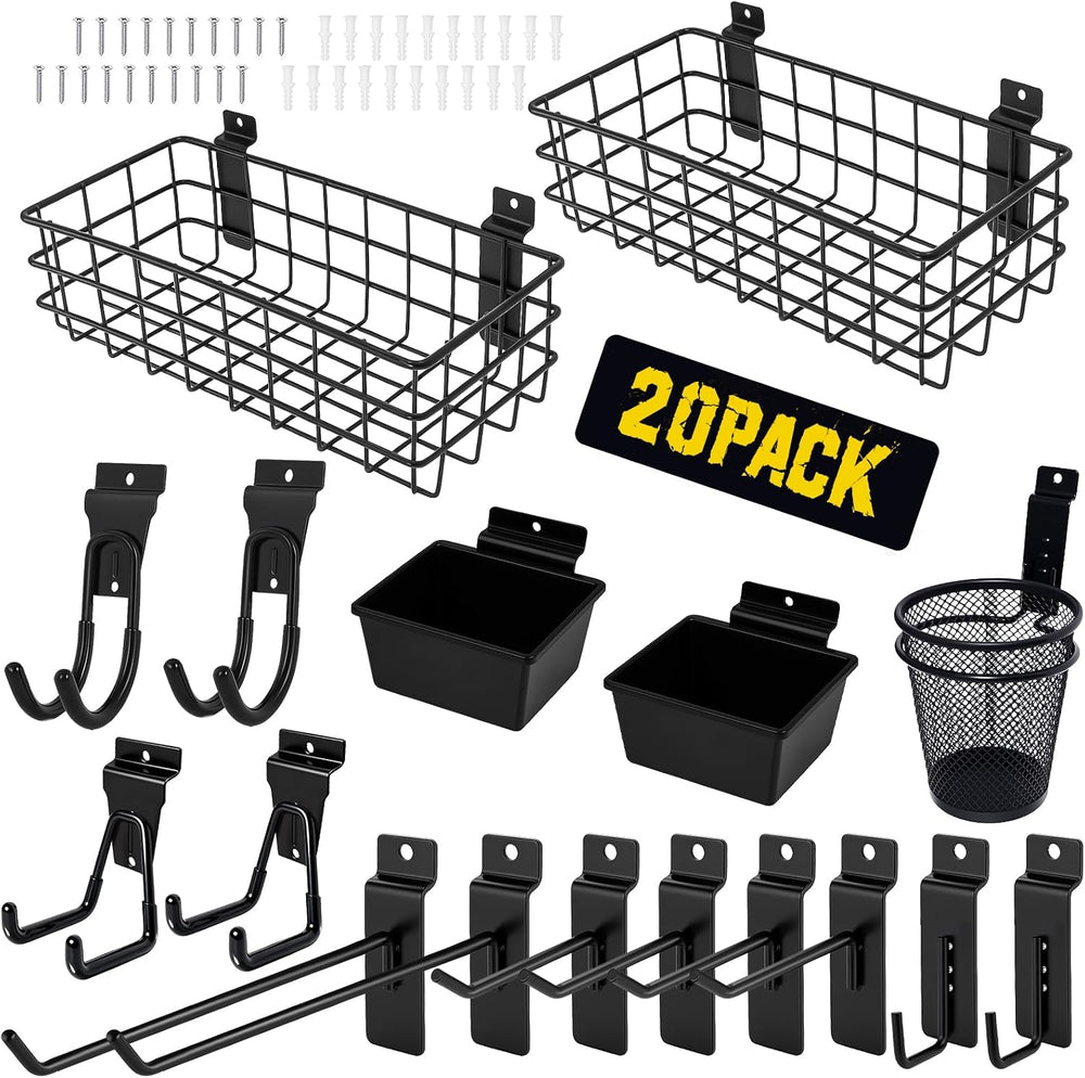 20-Piece Slatwall Accessories Organizer Kit – Heavy-Duty Wall & Slatwall ...