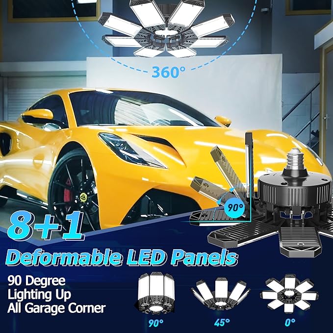 ISKYDRAW LED Garage Lights, 4 Pack Garage Lighting 260W 26000LM Bright Shop