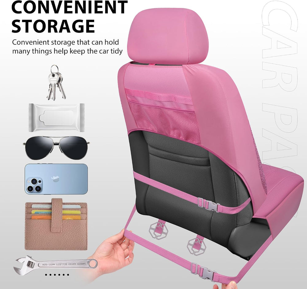 CAR PASS Pink Oxford Bling Diamond Car Seat Covers Full Set Interior Sets, Wa...