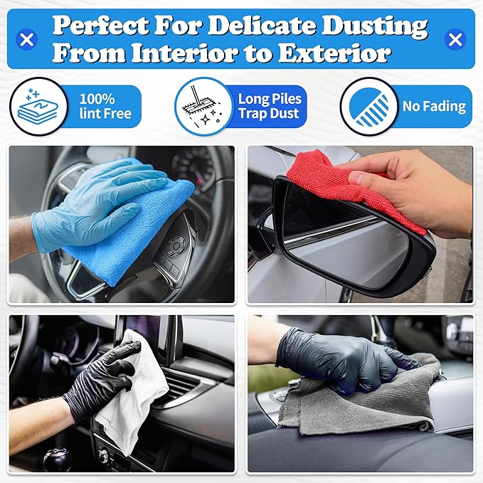 FIXSMITH Shop Towels, Microfiber Cleaning Cloth Bulk, 200 Pack Microfiber Towels
