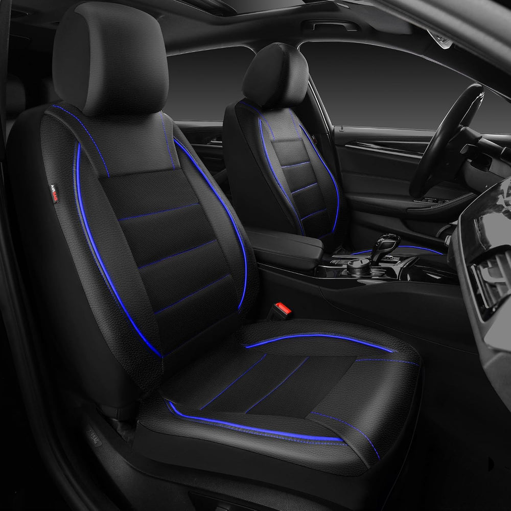 CAR PASS Universal FIT Piping Leather Two Front Seat Covers, Waterproof Faux ...