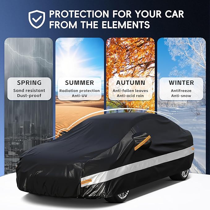 10 Layers Car Cover Custom Fit for Honda Civic Sedan Waterproof All Weather for