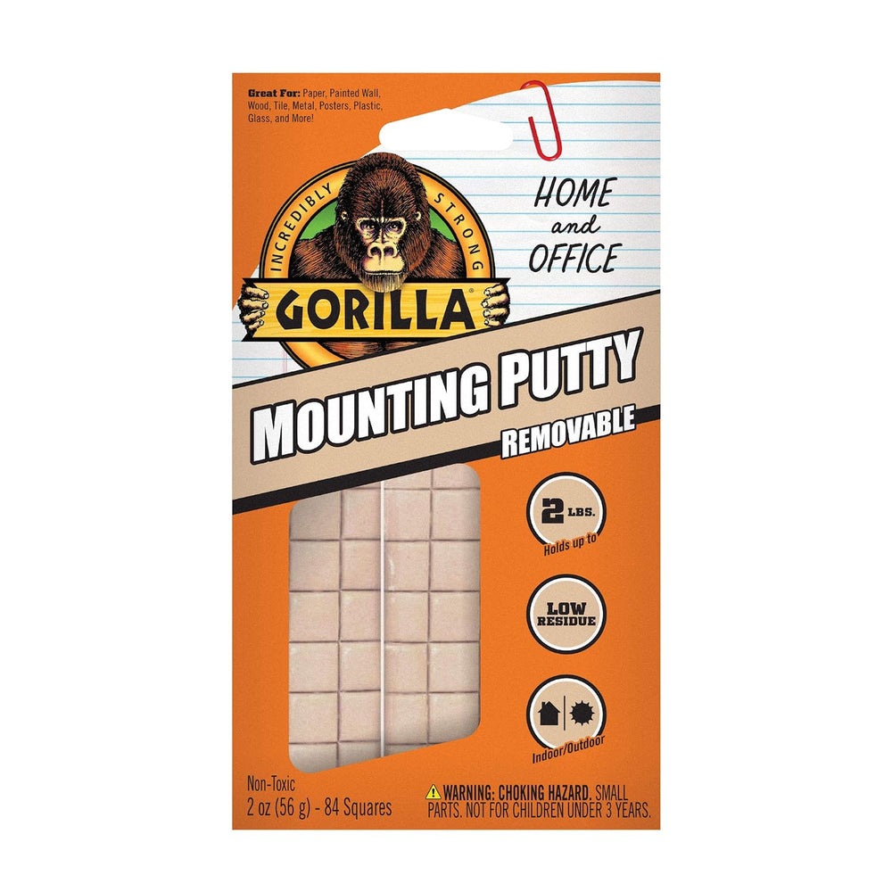 Gorilla Mounting Putty, Natural Tan Color, 84 Pre-Cut Squares (Pack of 8) - N...