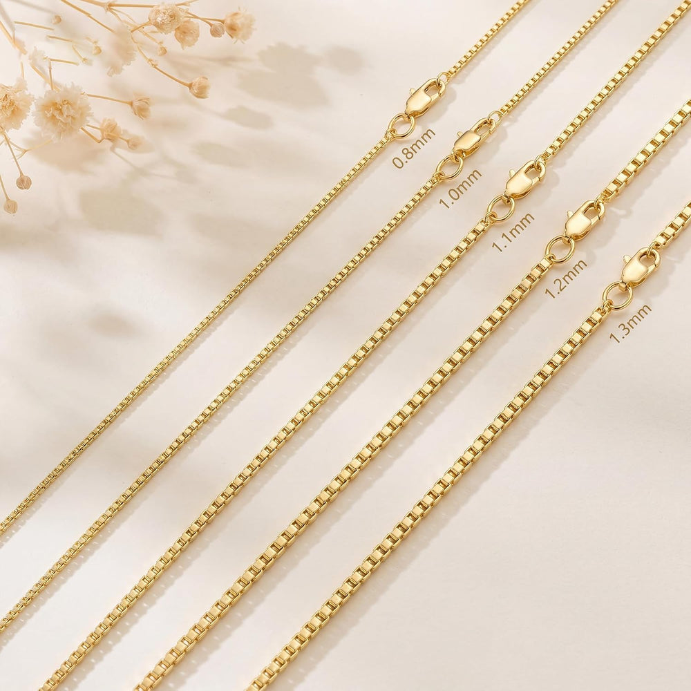 14K Gold Box Chain Necklace for Women 14K Gold Necklaces for Women
