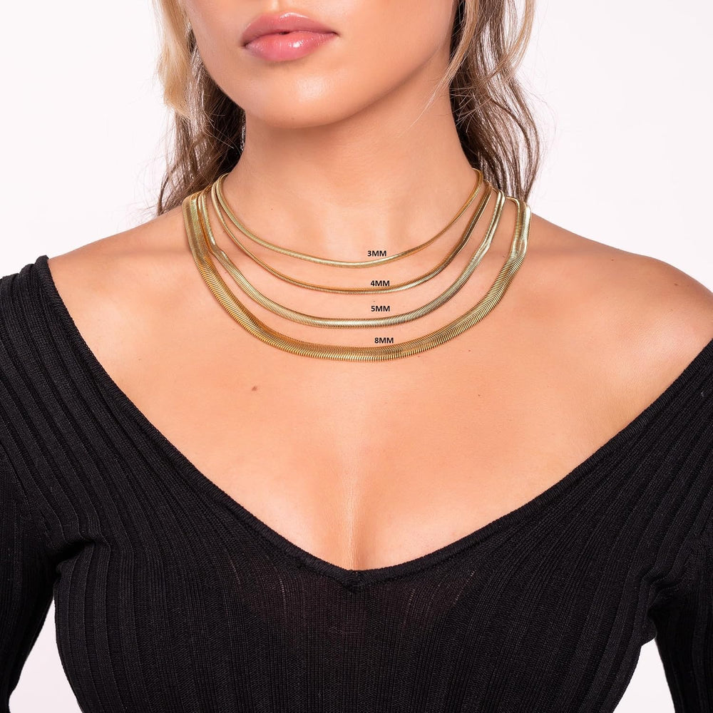 Barzel 18K Gold Plated Flat Herringbone Snake Chain Necklace for Women | Made...