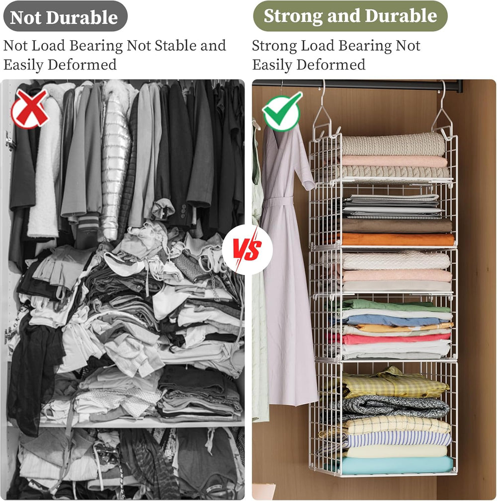 X-cosrack Closet Hanging Organizer and Storage - 5 Tier Hanging Shelves, Wire...