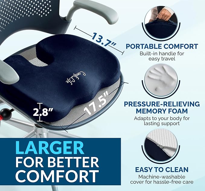 ComfiLife Gel Enhanced Seat Cushion – Office Chair Cushion – Non-Slip Gel &
