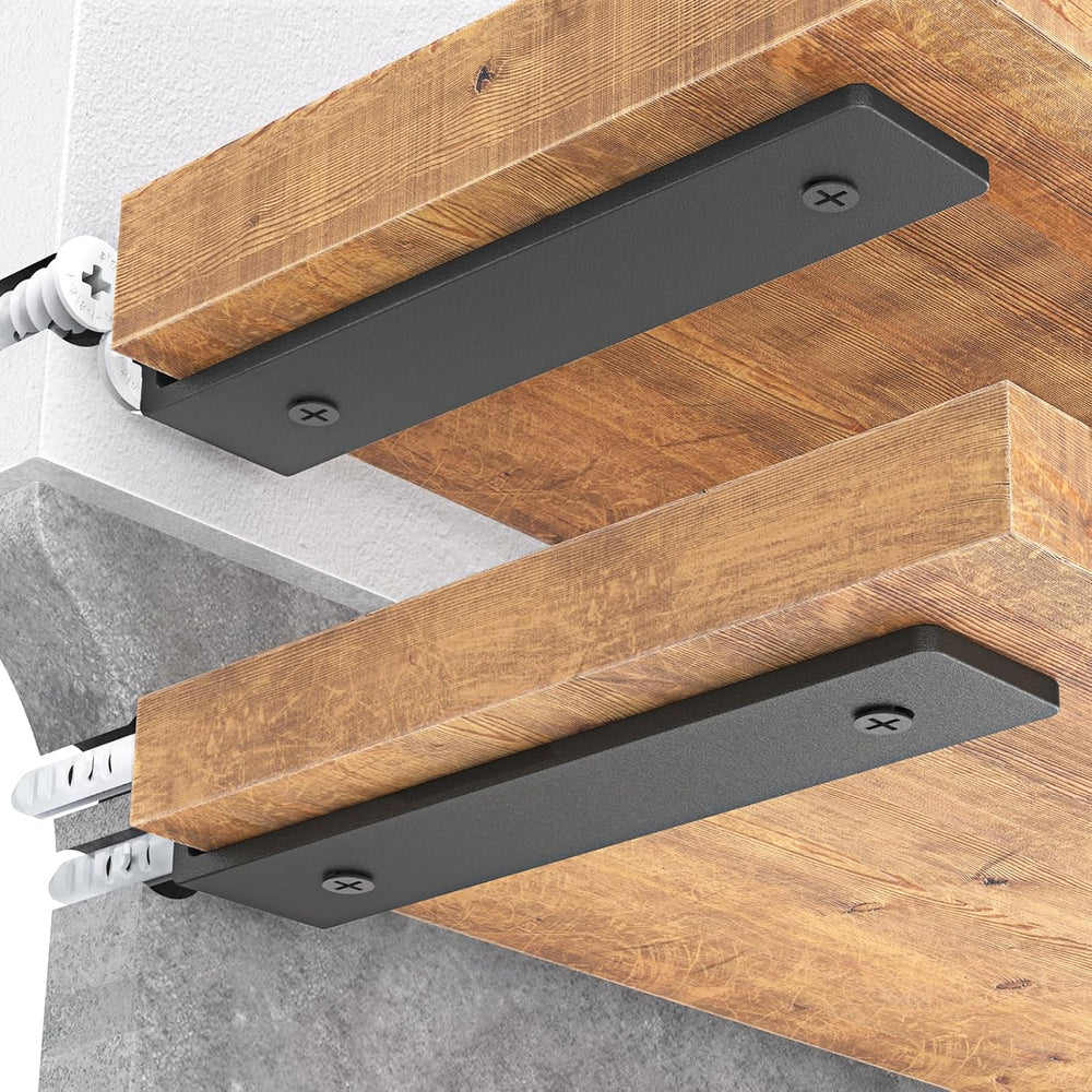 Goovilla Floating Shelf Brackets 8 Inch for 2×4" Wood Stud, 4 Pack, Black