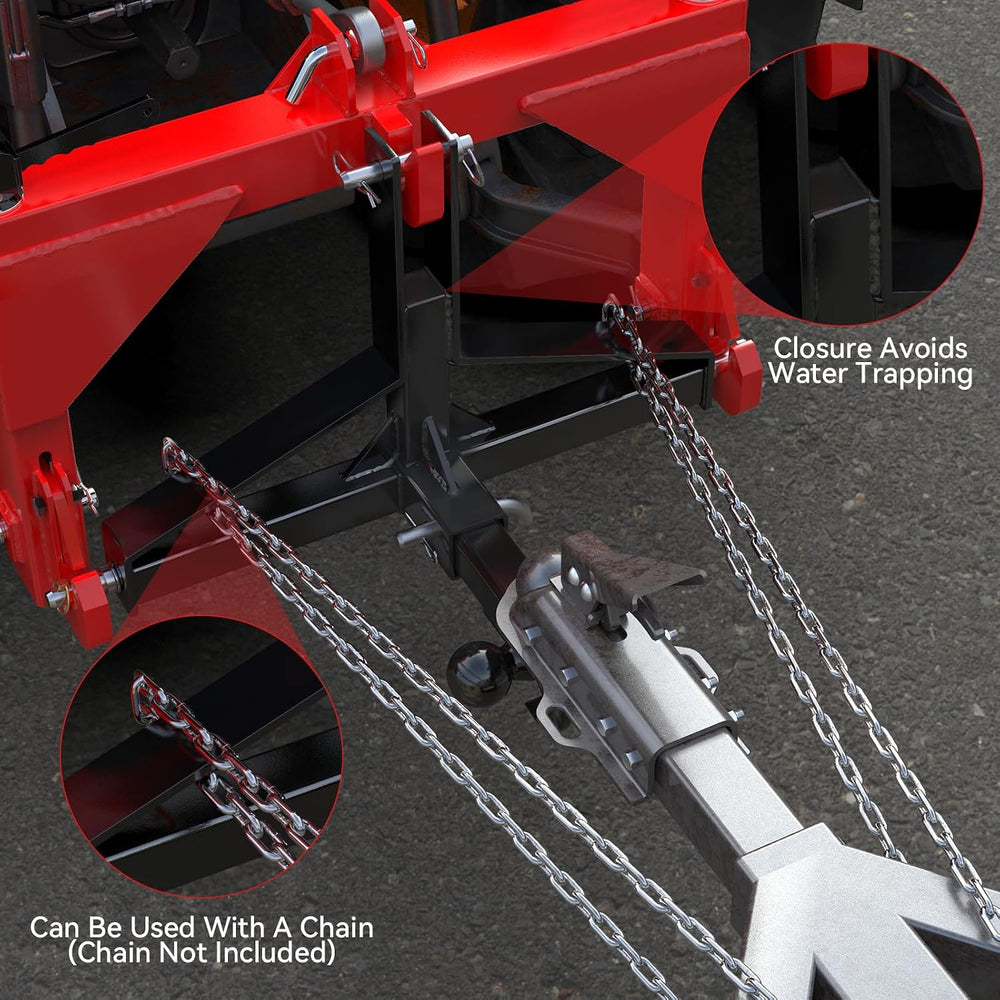 3 Point Trailer Hitch with 2' Receiver&Ball Hitch for Cat.1 Tractors ...