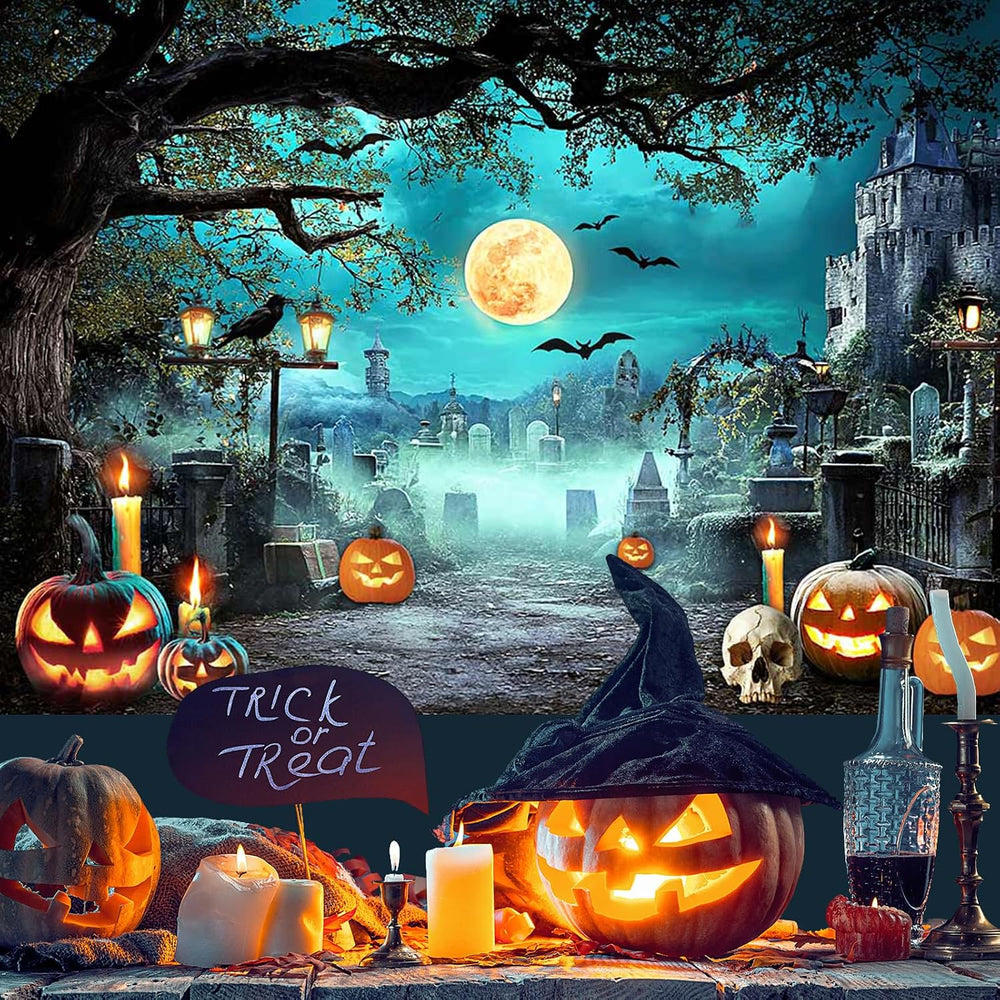 Mocsicka Halloween Photography Backdrop Scary Night Cemetery Background Grave...