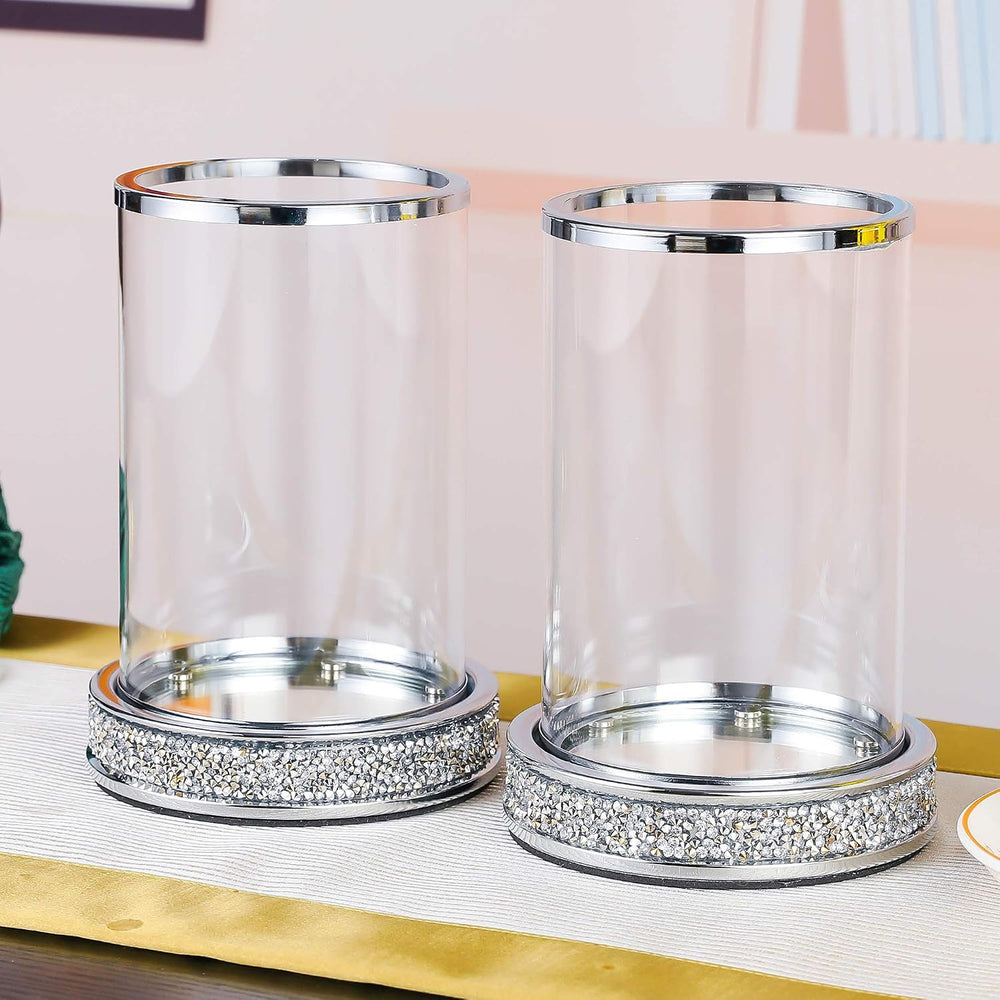Pillar Candle Holders set of 2,Hurricane Candle Holders for Pillar Candle,Gla...