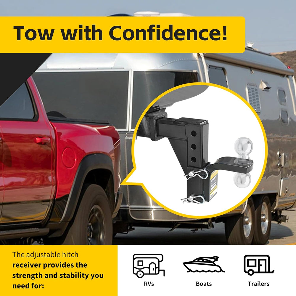 MaxxHaul Adjustable Ball Mount, 5,000 lb Towing Capacity with 8‑Position Heig...