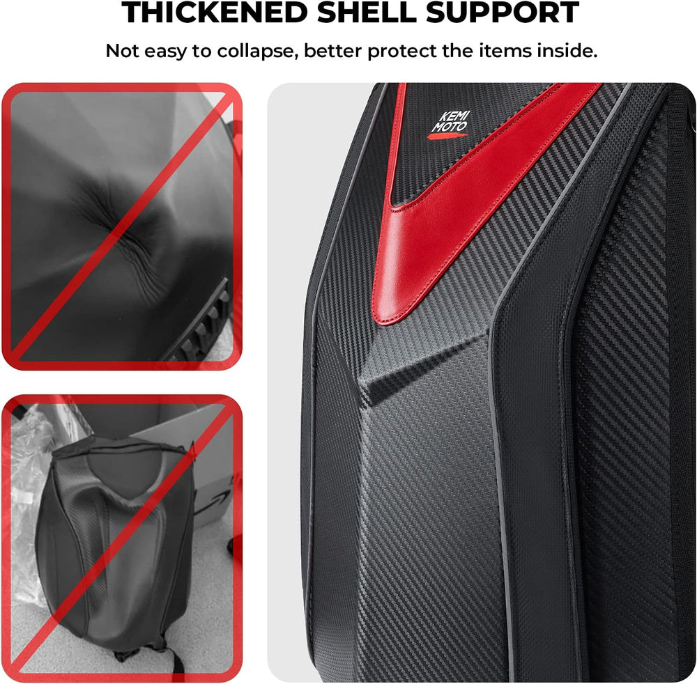 KEMIMOTO Motorcycle Backpack, Hardshell Helmet Backpack 22L Carbon Fiber Refl...