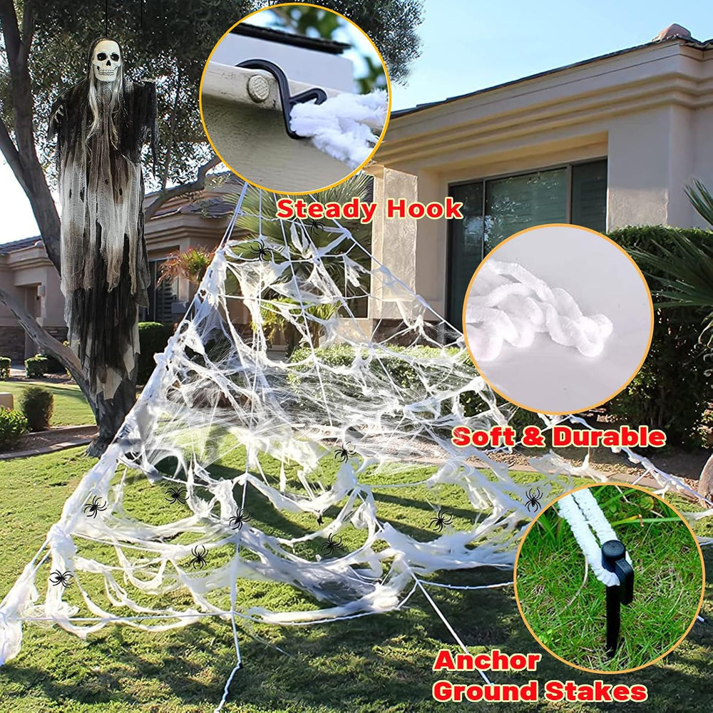 Halloween Decorations Outdoor, 200 LED Halloween Giant Spider Web Lights, 16....