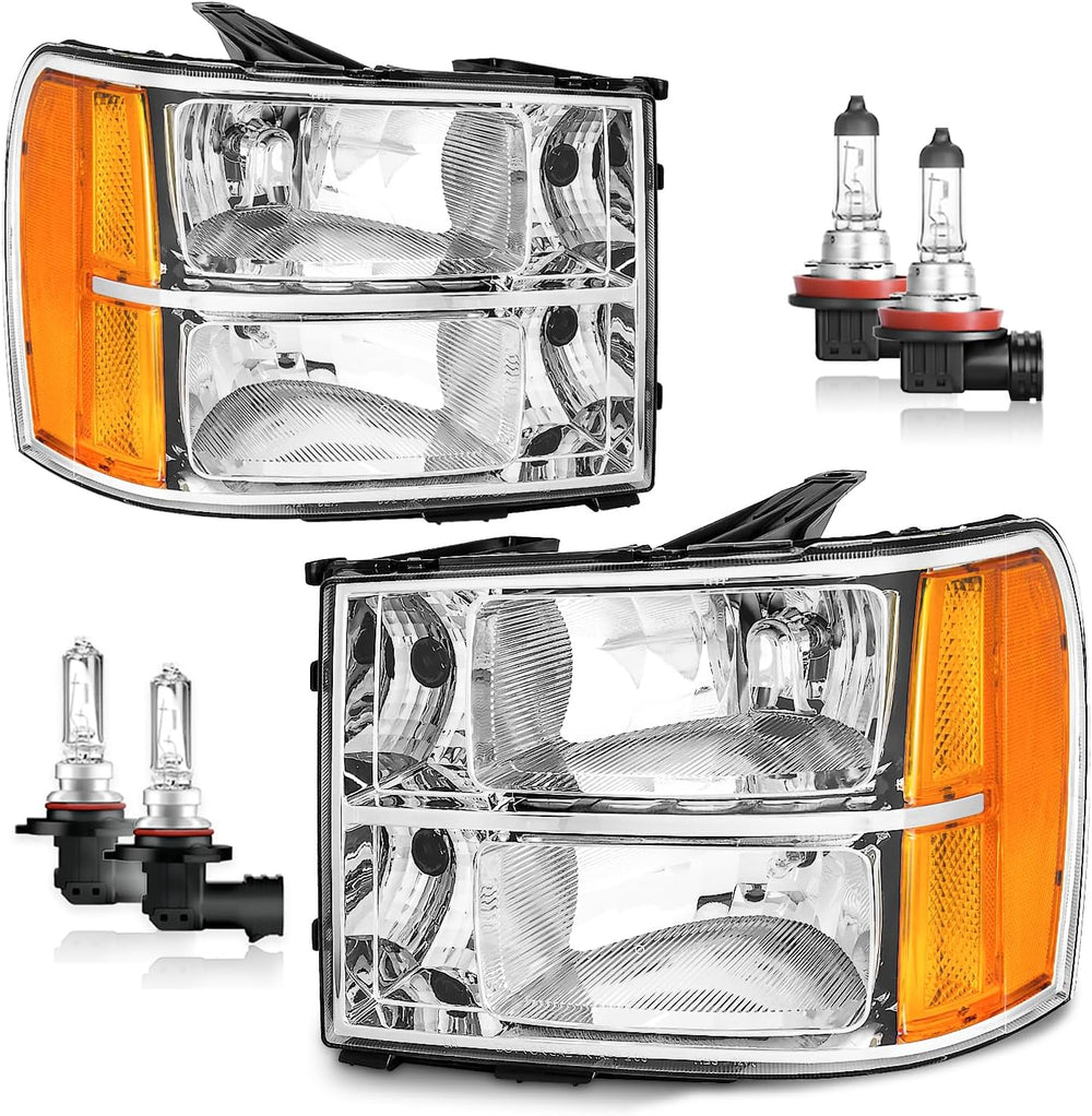 Headlights Assembly for 07-13 GMC Sierra 1500/07-14 Sierra 2500 HD 3500 HD He...