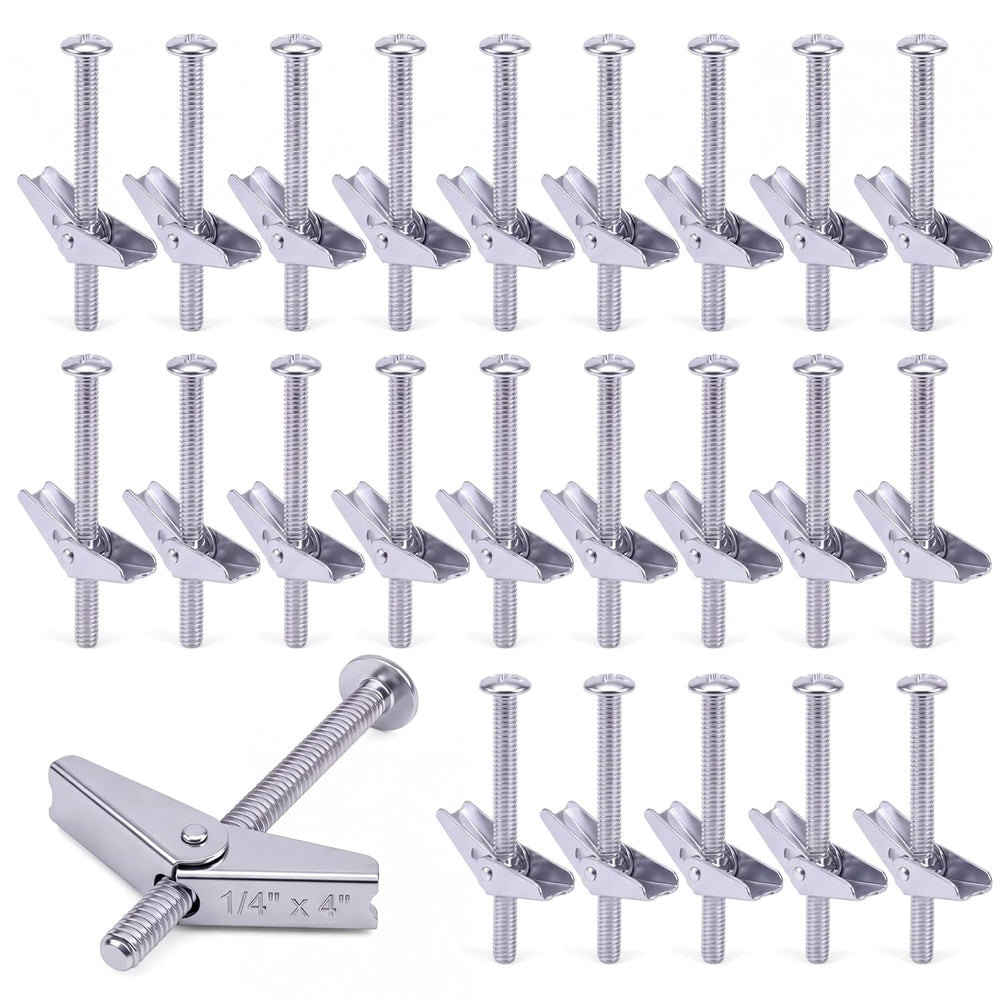 100-Pack 1/4" x 4" Toggle Bolts, Heavy Duty Spring Toggle Anchors f...