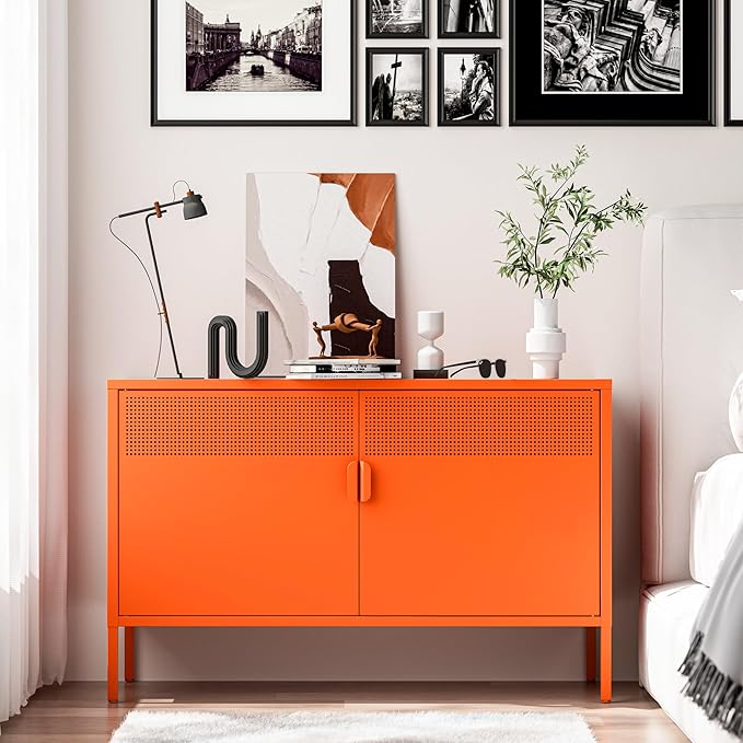 2 Door Accent Cabinet, 2-Tier Shelf, Music Studio